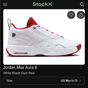 Jordan Max Aura 6 White Red Sneakers only use the shoe 2 times
